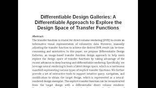 Differentiable Design Galleries A Differentiable Approach to Explore the Design Space of Transfer Fu [upl. by Thorbert815]