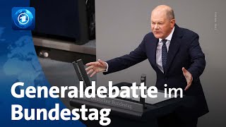 Schlagabtausch im Bundestag Generaldebatte zum Beginn der Haushaltswoche [upl. by Ycnej767]