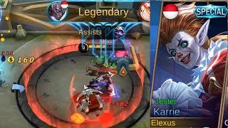 Karrie Special Halloween Skin Jester Full Legendary Gameplay  Mobile Legends [upl. by Parlin]