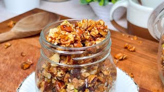 Délicieux Granola Fait Maison  Sans Sucre Ajouté et Sans Four  Recette Rapide [upl. by Annatsirhc]