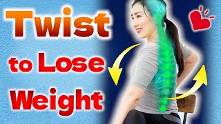 Just Twist Spine to Lose Weight Super Easy Yoga on Chair to Balance Autonomic Nervous System [upl. by Alber969]