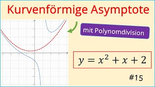 Gebrochenrationale Funktionen 15 Kurvenförmige Asymptote berechnen mit Polynomdivision [upl. by Sheilah]