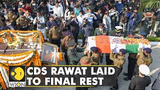 CDS Gen Bipin Rawat cremated with full military honours in New Delhi daughters perform last rites [upl. by Serle]