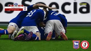 Ipswich Town vs Bristol City Highlights  EFL Championship 2324  PES 21 [upl. by Adnyl186]