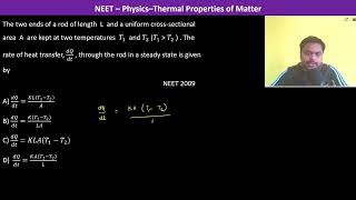 The two ends of a rod of length L and a uniform crosssectional area A are kept at two [upl. by Panayiotis]