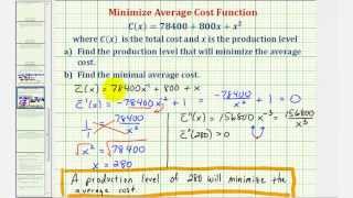 Ex Find the Average Cost Function and Minimize the Average Cost [upl. by Heriberto]