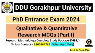 Qualitative amp Quantitative Research Part I  Research MethodologyDDU Gorakhpur University PhD 2024 [upl. by Terpstra]