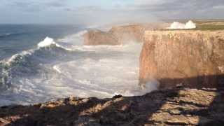 Hercules 2014 Huge waves in Sagres Portugal Cabo São Vicente 6114 [upl. by Melentha25]