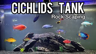 Rock Scaping in Cichlids Tank in HindiUrdu  Imrans World cichlidtank [upl. by Adiesirb]