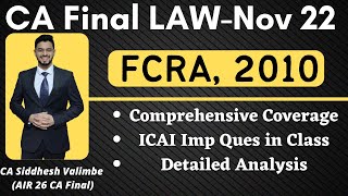 CA Final Law FCRA Chapter  Detailed Lecture with ICAI Questions Covered [upl. by Arahd]