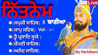 nitnem sahib full path  japji sahib  5 bania da path  live nitnem  Gurbani Nitnem  vol  167 [upl. by Notyad]