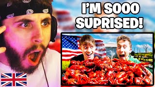 Brit Reacts to Brits try Louisiana Crawfish Boil for the first time [upl. by Clare]