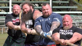 Worlds Strongest Men in a Tug o War Challenge at Braemar Gathering Highland Games site in Scotland [upl. by Kacey]