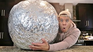 10000 LAYERS OF ALUMINUM FOIL BALL 100 LBS WORLD RECORD [upl. by Enytsirk]