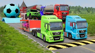 TRANSPORTING PIXAR CARS amp FRUITS WITH COLORED amp JOHN DEERE vs CLAAS vs TRACTORS  BeamNGdrive 962 [upl. by Donelu340]