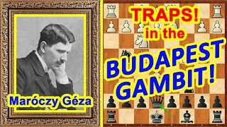 Chess TRAPS and TRICKS ♔ Budapest Gambit opening ♕ Free lessons for beginners [upl. by Sokcin832]