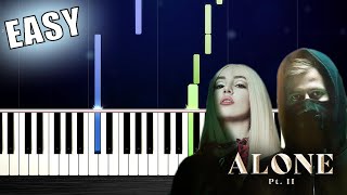 Alan Walker amp Ava Max  Alone Pt II  EASY Piano Tutorial by PlutaX [upl. by Trebreh688]