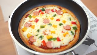 Pan Pizza in 15 Minutes No Oven No Yeast [upl. by Skcirdnek304]