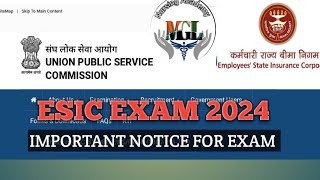 ESIC EXAM 2024 IMPORTANT NOTIFICATION [upl. by Stedman]