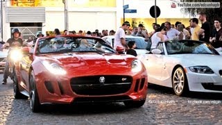 2014 Jaguar FType V8 S and V6 S in Curitiba  Revs and hard accelerations Loud Sounds [upl. by Coonan]