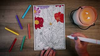 Quietly Cinematic Coloring ✨ ASMR ✨ No Talking Reduced brightnes Beautiful flowers coloring 🌸🌼🎨 [upl. by Mel]