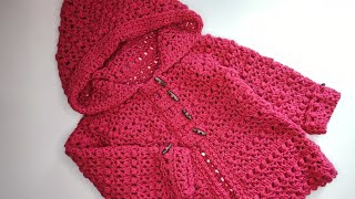 Crochet 66 How to crochet quot the four stitch hoodiequot for girls  Part 2 [upl. by Ahsir]