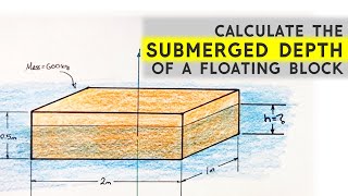 Worked Example  Calculate Submerged Depth of a Floating Block  Buoyancy [upl. by Lerej949]