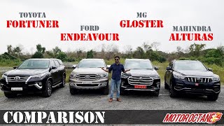 MG Gloster vs Fortuner vs Endeavour vs Alturas 2020 Comparison  Best Comparison [upl. by Adli]