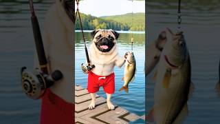 Pug lacked the money to buy salmon so he came up with his idea pug fishing shorts memes [upl. by Enoek]