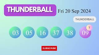 Thunderball Draw Results on Fri 20 Sep 2024 The National Lottery UK [upl. by Cordelia614]