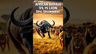 Buffalo vs Lion Pride The Ultimate Savannah Battle 🦁🐃 wildlifeshowdown shorts animals [upl. by Baxter]