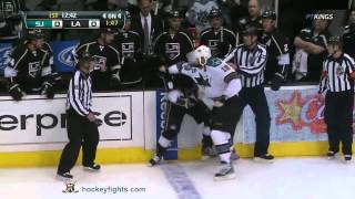 Joe Thornton vs Drew Doughty Apr 5 2012 [upl. by Tanitansy]