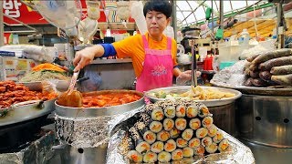 KOREAN STREET FOOD  Gwangjang Market Street Food Tour in Seoul South Korea  BEST Spicy Korean Food [upl. by Kielty848]