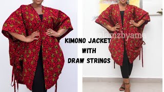 How to sew a kimono jacket with draw stringsfor beginnerscutandsew [upl. by Ytinirt]