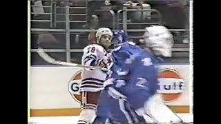 Tie Domi goes after Ron Hextall amp Mark Messier roughes up Claude Lapointe amp Hunter vs Beukeboom [upl. by Eetsim]