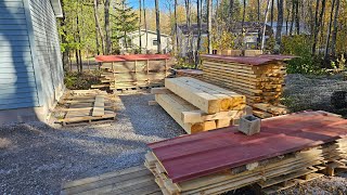 Milling 10x10 cants and lumber stack update [upl. by Lebisor499]