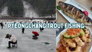 Pyeongchang Trout Festival Ice Fishing  Korea [upl. by Sixla]