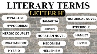 LITERARY TERM SERIES H DICTIONARY OF LITERARY TERMS [upl. by Greg]