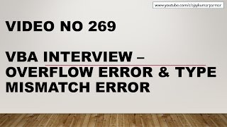 Learn Excel  Video 269 VBA Interview on Errors Overflow amp Mismatch [upl. by Aliza]