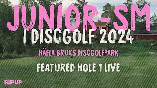 JuniorSM i Discgolf på Häfla Bruk 2024 Featured hole 1 [upl. by Brina]