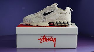 STUSSY Nike AIR ZOOM Spiridon Cage 2 FOSSIL  REVIEW  ON FEET [upl. by Savill]