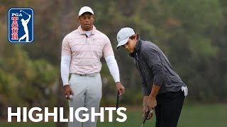 Tiger and Charlie Woods shoot 8under 64  Round 1  PNC Championship  2023 [upl. by Yahsel]