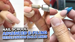 YN NAIL SCHOOL  How To Rebalance A Smile Line  Acrylic Nails [upl. by Hild]