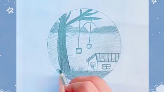 I Drew Beautiful Scenery With A Pencil video drawing [upl. by Alysia590]