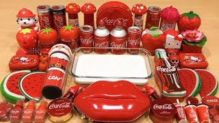 Series RED COCA COLA Slime  Mixing Random Things into GLOSSY Slime Satisfying Slime Videos 100 [upl. by Aliekat]