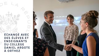 Échanges du Président avec des élèves et enseignants du collège Daniel Argote à Orthez [upl. by Akemehs]