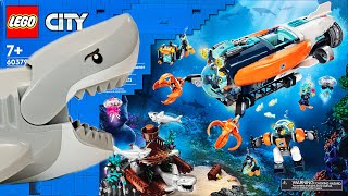 SHARKS LEGO City Deep Sea Explorer Submarine 60379 BUILD [upl. by Yeclek]