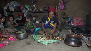 Organic village life  Cooking greens and potatoes in the village [upl. by Olette]