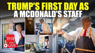 LIVE  Worked 15 Minutes More Than Kamala Trump Brags As He Serves Fries At McDonalds [upl. by Aneele]