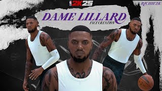 Dame Lillard Face Creation NBA 2K25 [upl. by Alberic]